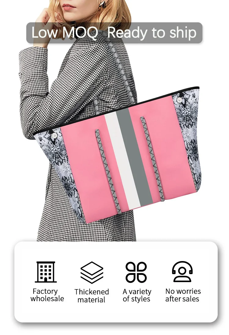 New Women Handbags Ladies Printed Summer Neoprene Beach Bag Custom Logo