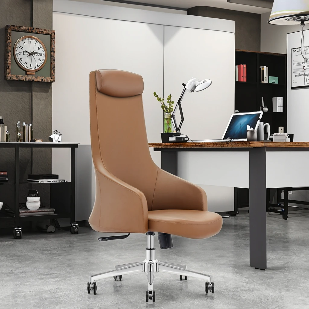Professional Modern Executive Leather Chair with Adjustable Height Thick Steel Base Heavy Duty Mechanism for Corporate Interiors 6