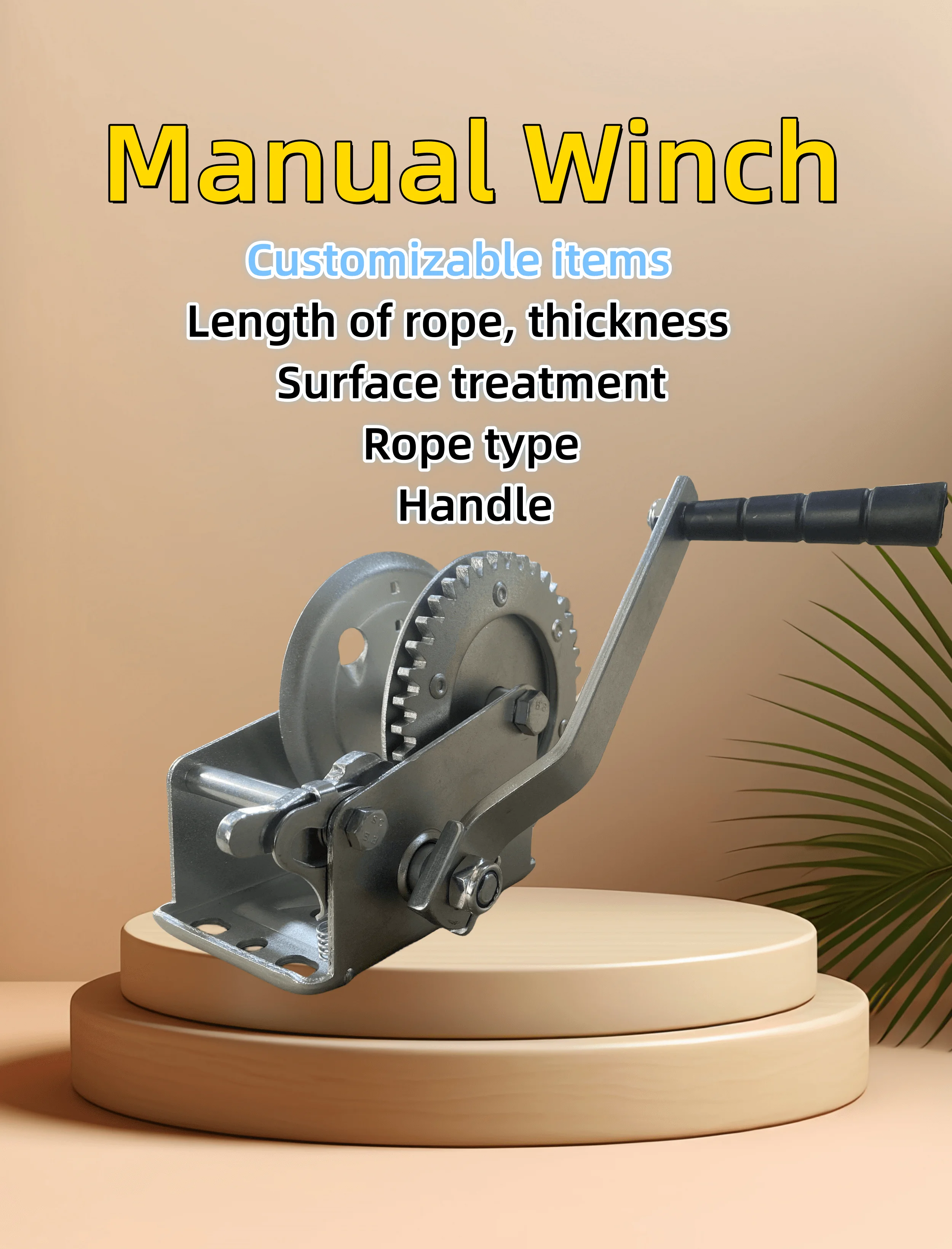 High Quality 1200 Lbs Lift 550 Kg Hand Winch Selflocking Boat Anchor Winch 50mm X 7m bing