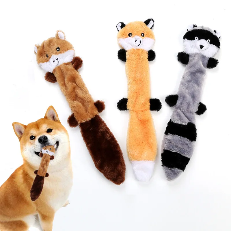 Cut Animal No Stuffing Squeaky Dog Toys Unstuffed Chew Toy Soft Plush