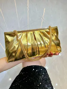 2026 New European and American Crossbody Bag for Women Luxury and Fashionable Pleated Handbag High Quality Wallet with Chain