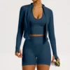 Blue coat+bra+shorts