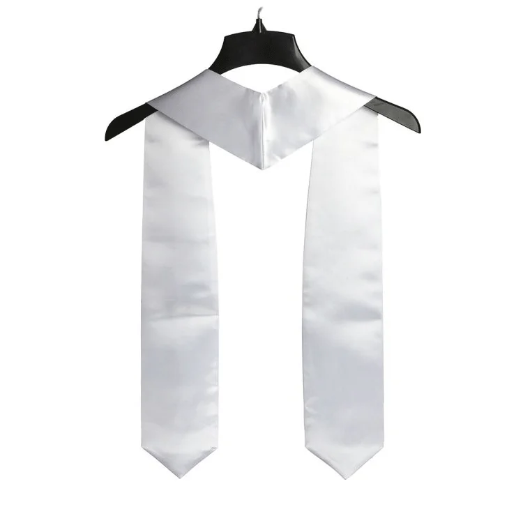 Blank 2024 Sublimation Satin Graduation Stoles Wholesale White Stole
