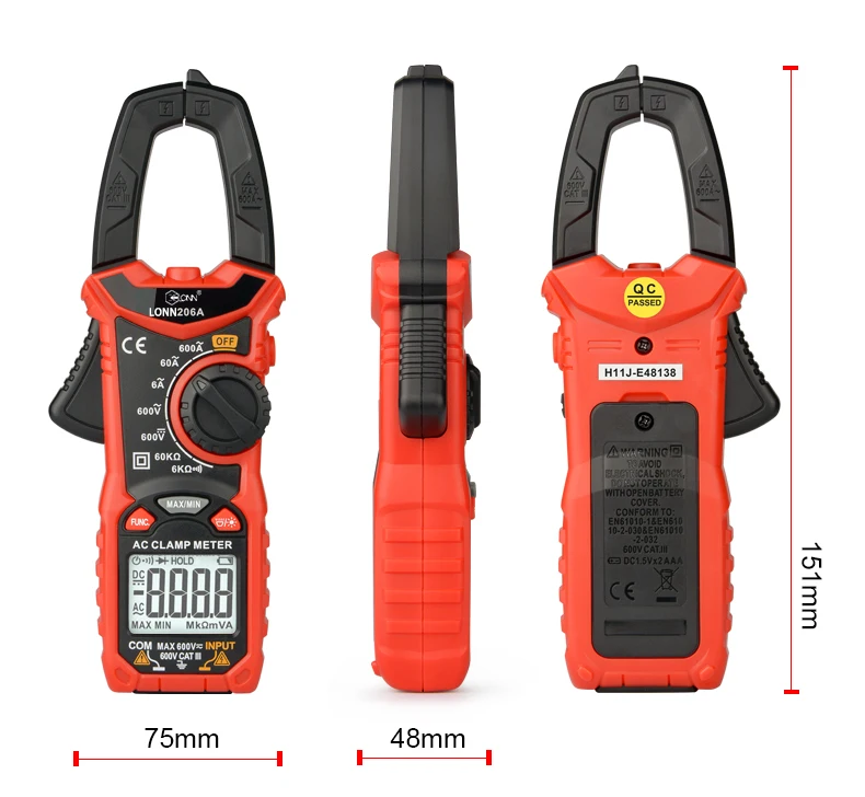 206D Multi Function  High Quality AC DC Voltage Current Tester Clamp Multimeter