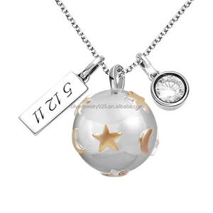 Custom 925 Sterling Silver Rhodium Plated Cremation Jewelry Urn Necklace Pendant Ashes Heart Ball Bell Shaped Handprint Gifts