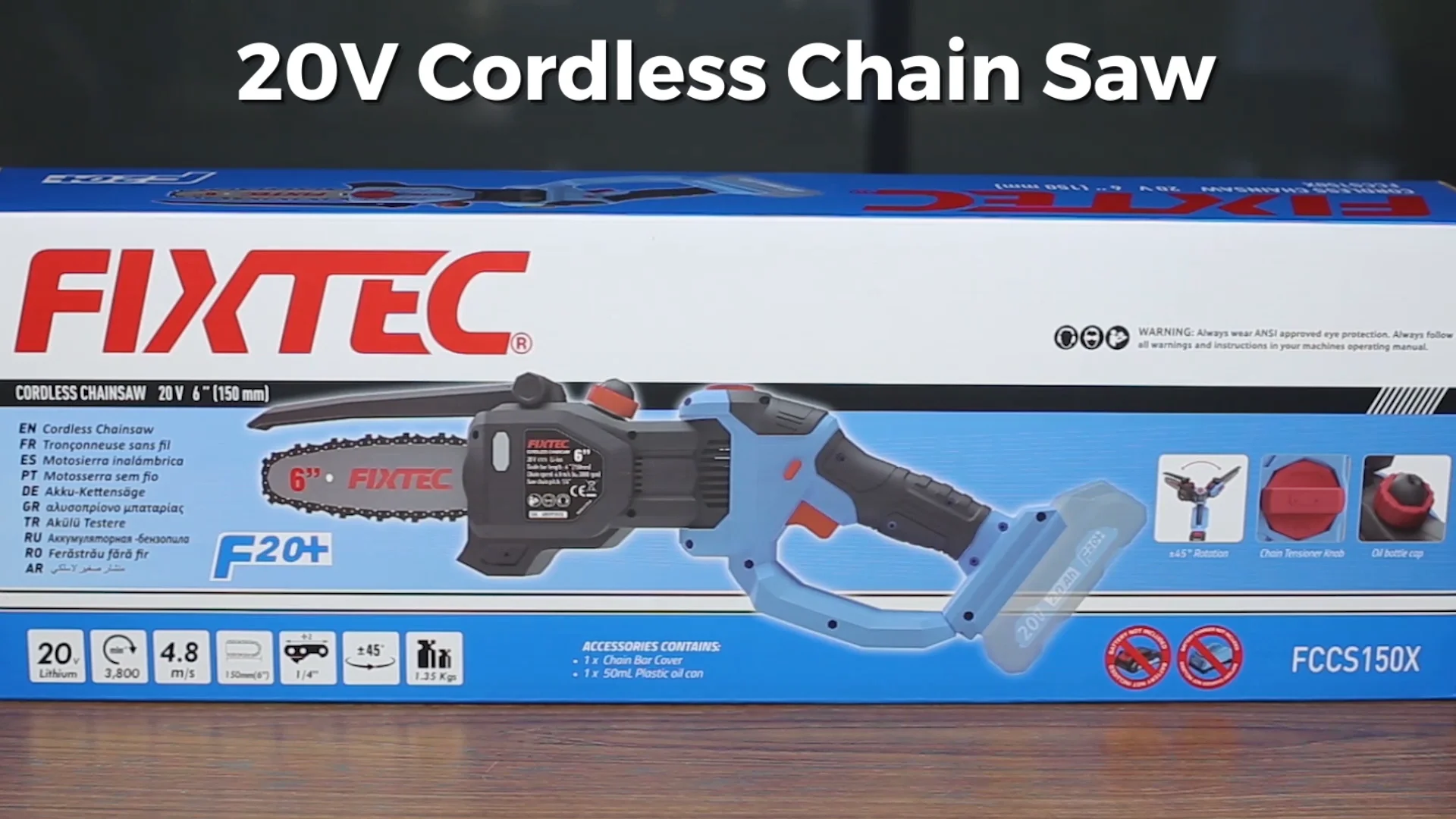 Fixtec Heavy Duty 20v Cordless Chain Saw Auto Oil Feed Function 4 8m S Lithium Battery Chainsaw