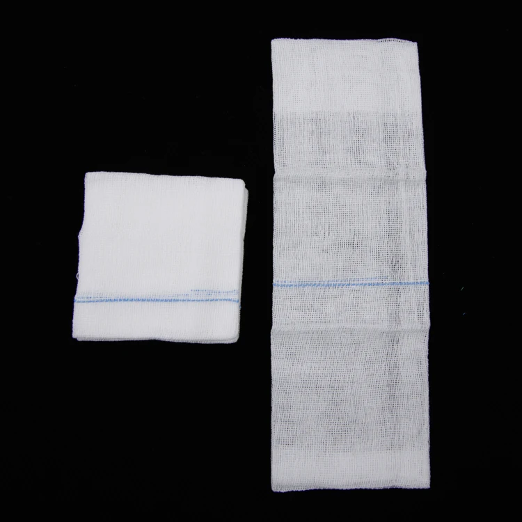 medical folded edges 4ply sterile absorbent cotton gauze swab