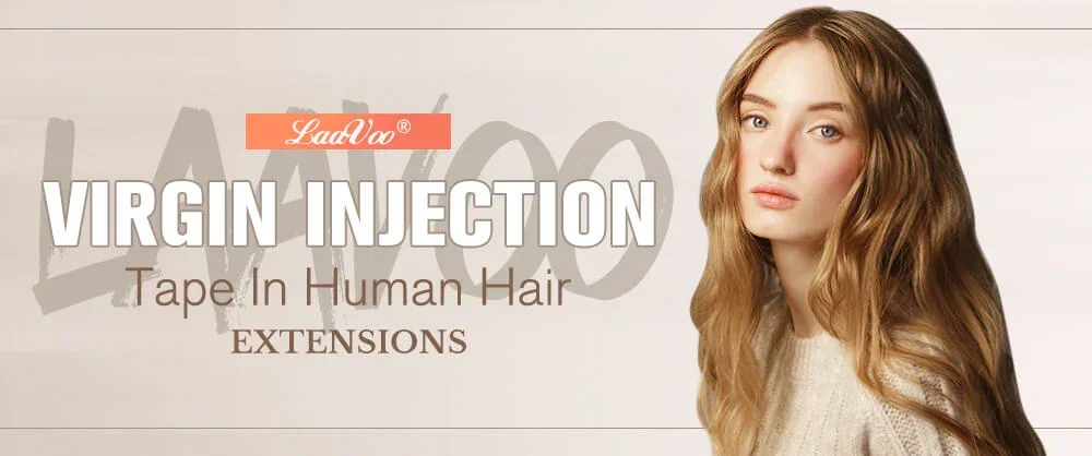 LaaVoo Virgin Injected Tape in Hair Extensions 100% Real Brazilian Hair 5Pcs&20Pcs Pure Color_voghion.com