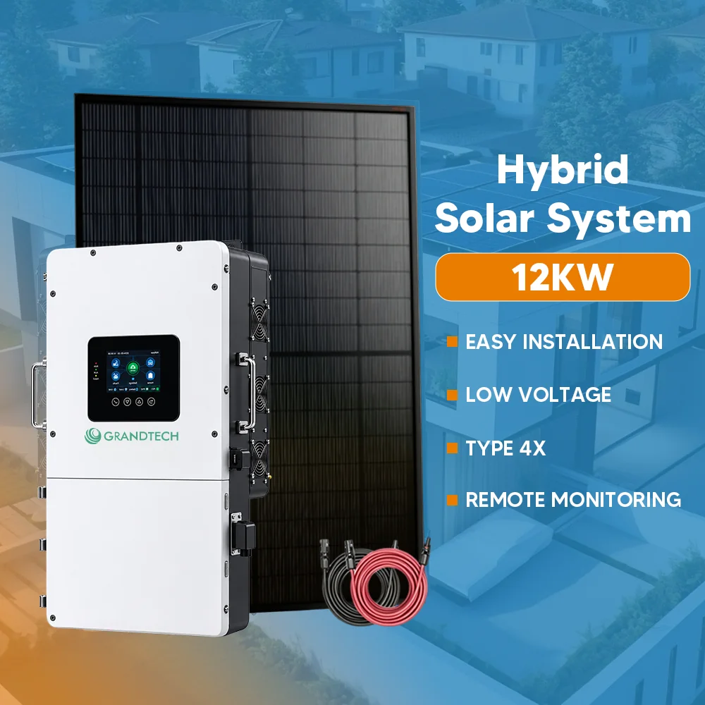 Kit Grandtech per sistema ibrido di accumulo energetico solare da 5 kW, 8 kW, 10 kW, 12 kW e 20 kW, set completo per abitazioni, sistema fotovoltaico off-grid in vendita