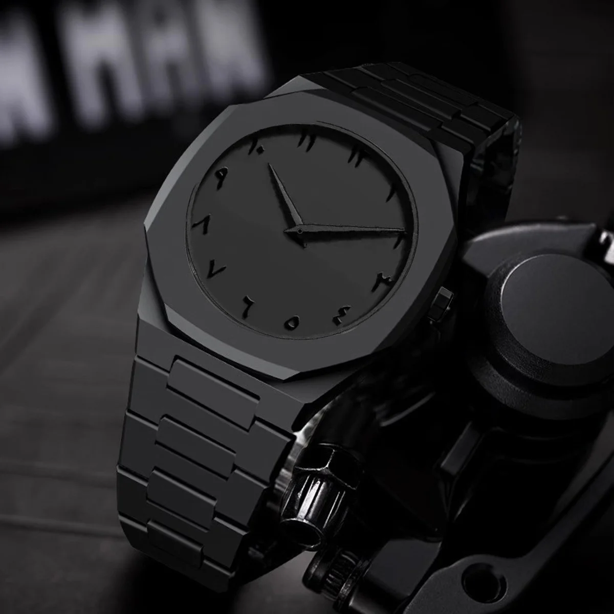 CS008 Gift Set Four Piece Black Rings Bracelets Necklaces Muslim Quartz Watches Without aperçu 6