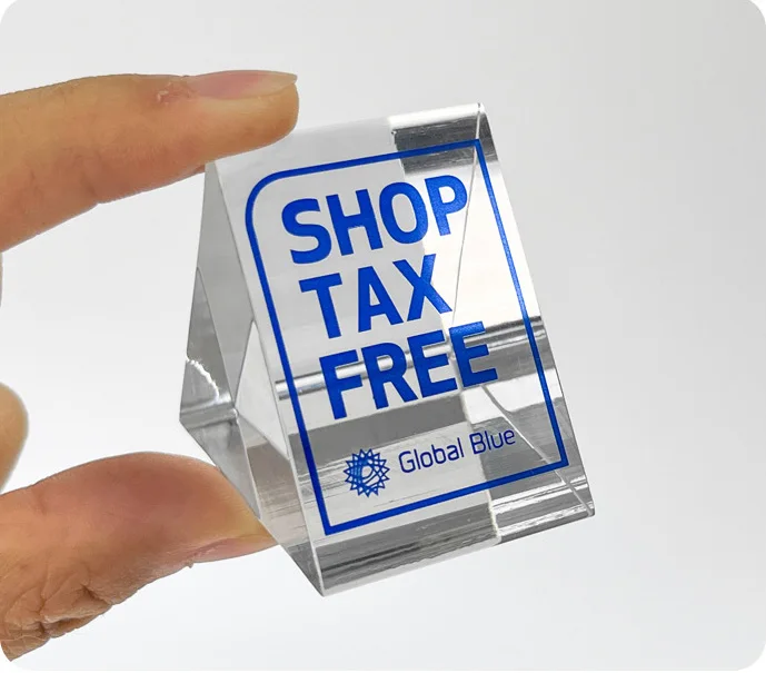 Custom Advertising Display Stand Acrylic Triangle Display Block OEM/ODM Tabletop Display Accessories Glass Block