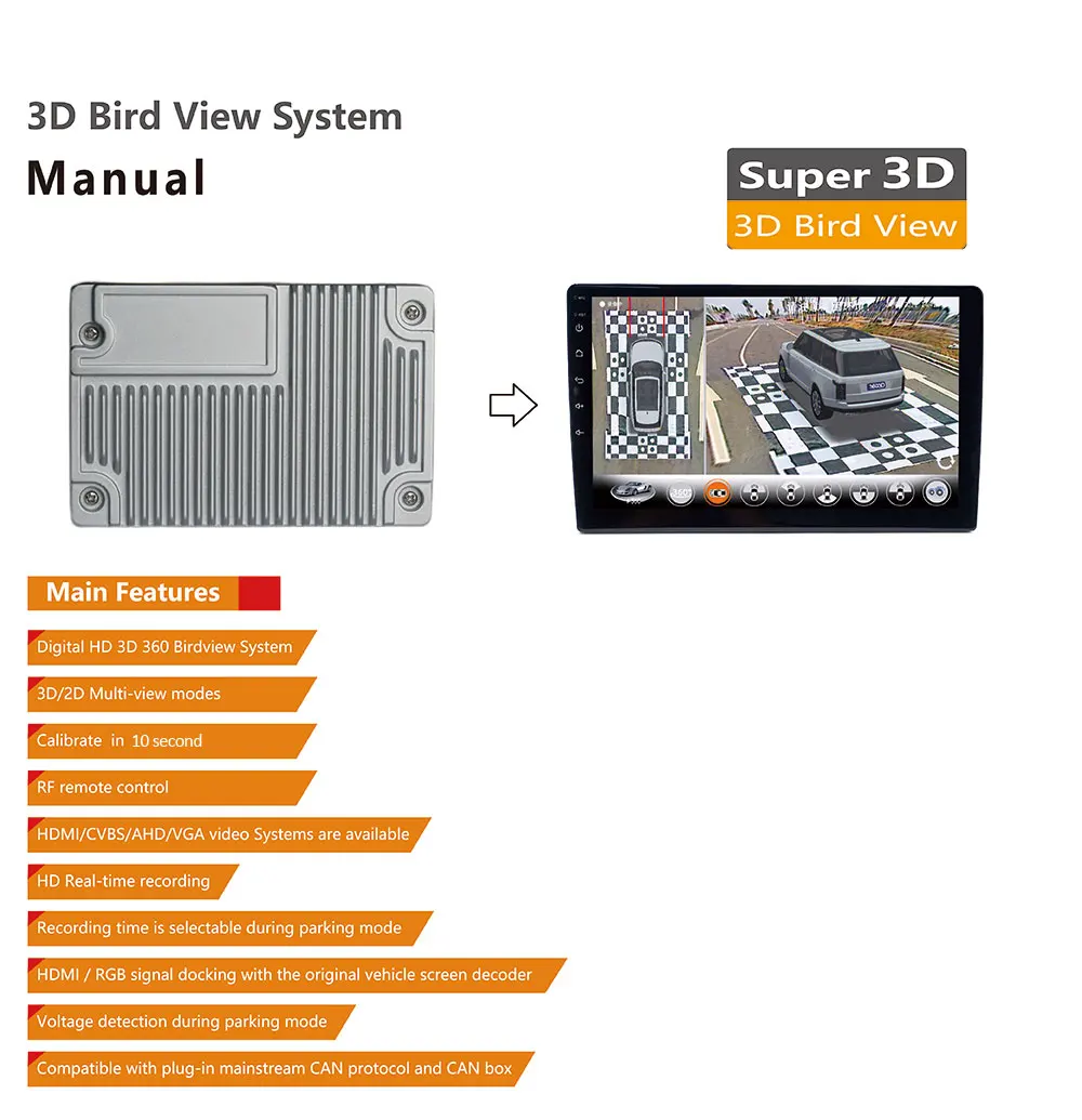 720p 1080p dvr 3d pássaro vista panorâmica sensor de estacionamento 360  câmera do carro para estacionamento reserva condução