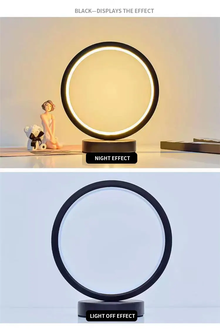 product simple modern and fashionable circular table lamp bedside study bedroom dimmable decorative night light-45