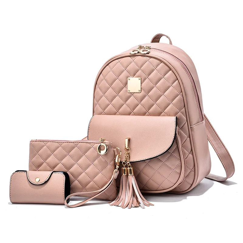 Ladies Pu Leather 3 Pcs in One Set Backpack - Fashion & Comfort Ladies Pu Leather 3 Pcs in One Set Backpack - Fashion & Comfort