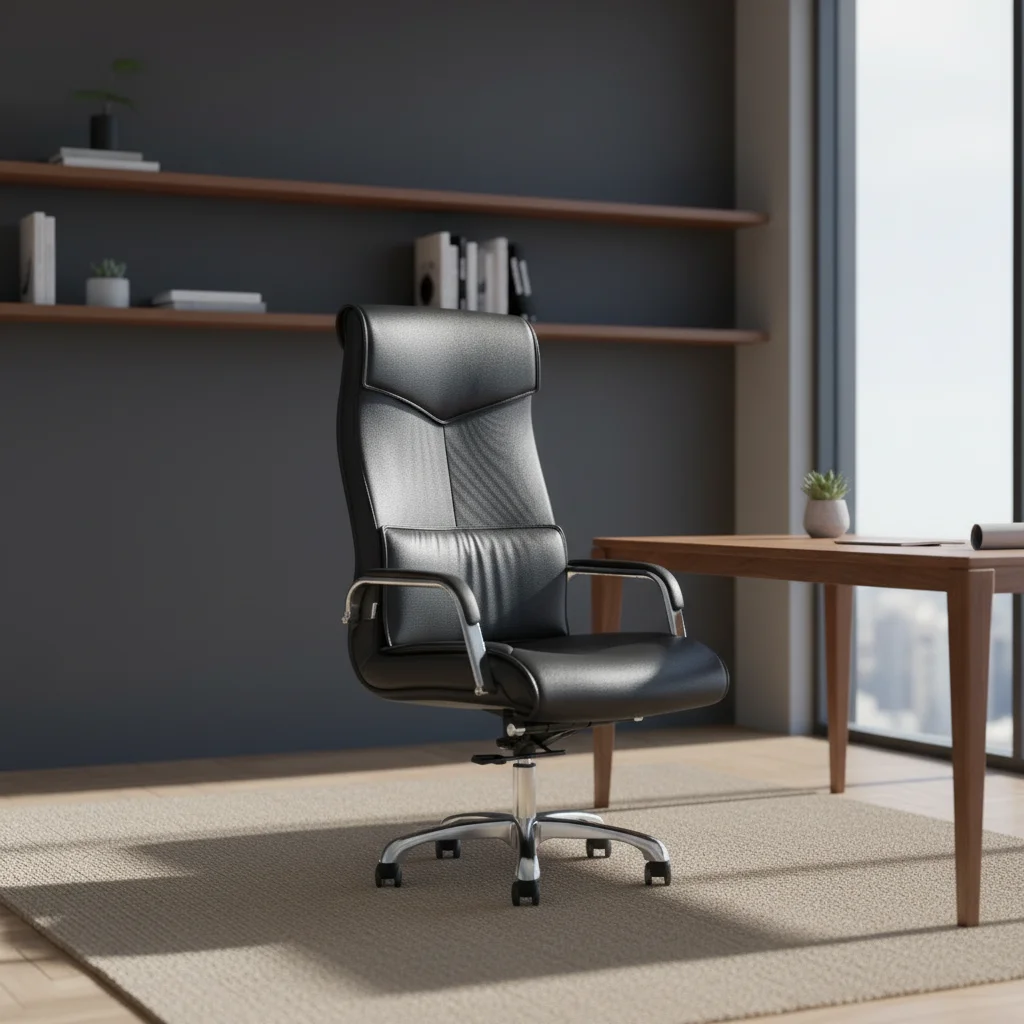 Modern Leather Lumbar Support Ergonomic Adjustable Height Executive Task Chair 3