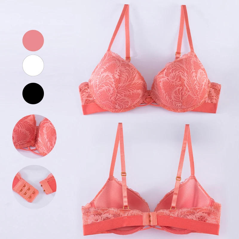 Oem Supplier 34 Foam Cup Bra Front Cross Comfortable Galloon Lace Bra Custom Logo Bra For Women 