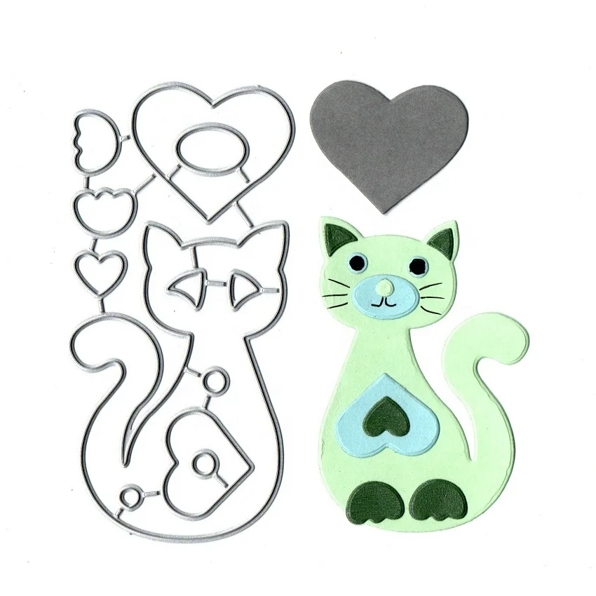 tarjetas de papel invitación Troqueles de corte con diseño de gatos para manualidades álbumes de recortes decoración de felicitación. 