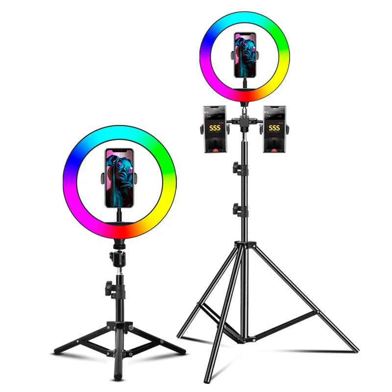 LED Selfie Ring Light Ring Light with Tripod Stand and Color belt Remote Control For Photography Tiktok and Youtube