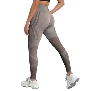 Women's Striped Color Block Symmetrical Sports Fitness Pants, Breathable High Elastic Tight Fitting High Waist Yoga Long Pants