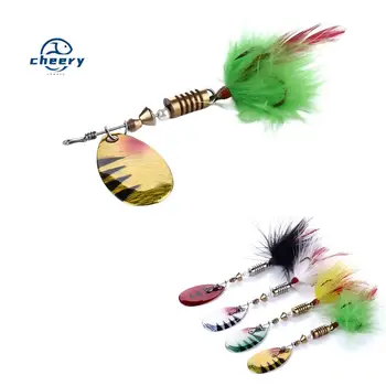 CHEERY Metal Rotating Sequin Live Bait Fishing Lure Colorful Feather Hook for Trout River Sea Fishing Float Fishing 7cm 5.5g – Metal Jig – view 2