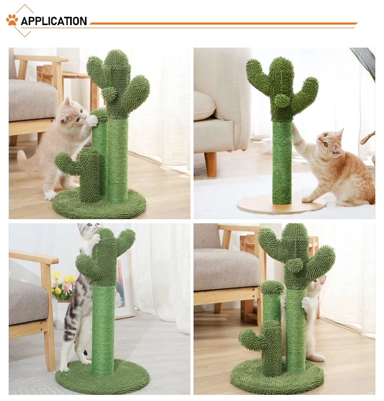 Hot Selling Portable Green Cactus Cat Scratch Pole Tree With Ball Full