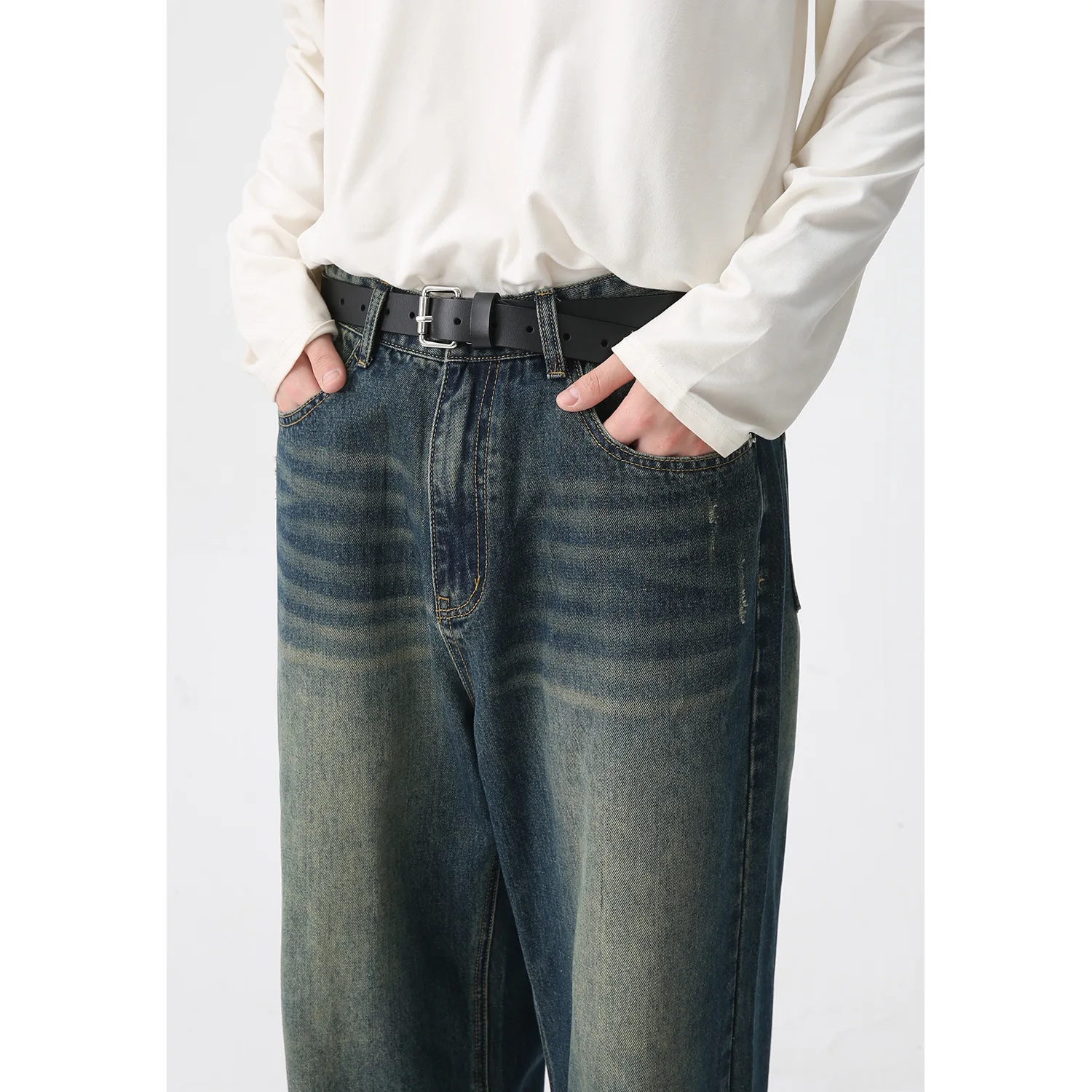 Denim Hose Stilvolle Lose herren Gerade Herren Baggy Fit Jeans_voghion.com