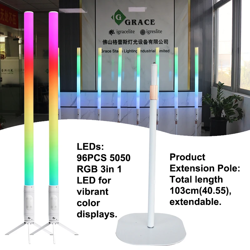 Igracelite 1Pcs IP65 1.2M LED Tube Dj Uplights Battery Wireless Dmx 360 Degree LED Pixel Tube Light
