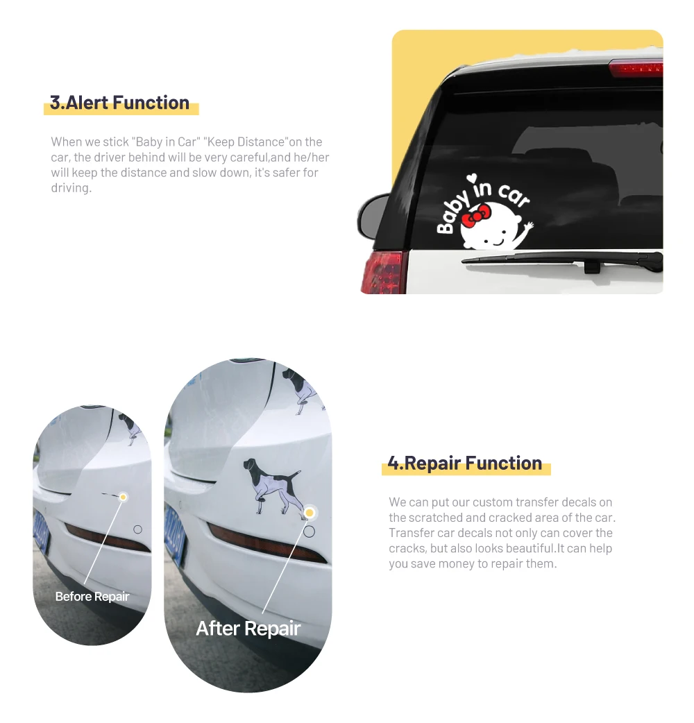 Waterproof Uv Resistance Vehicle Transfer Amine Car Decals Custom Vinyl