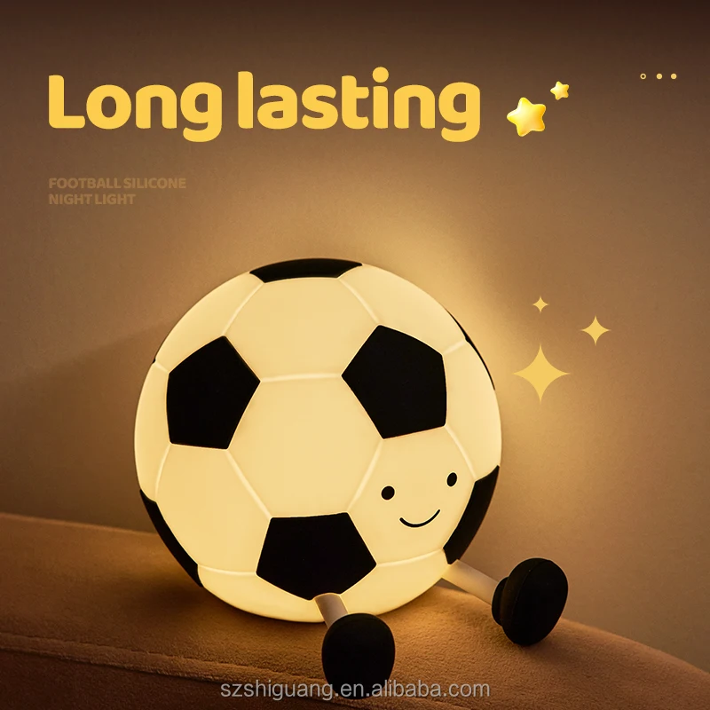 Custom Logo Football LED Nightlight Mini Rechargeable Bed Lamp Fancy Design Cute Soccer Night Lights for Kids Room New Product
