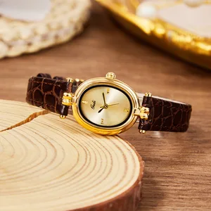 IEKE Gold Small Oval Fashion Woman Watch Fashion Ladies Advanced Wholesale Vintage Watch for Woman Watches
