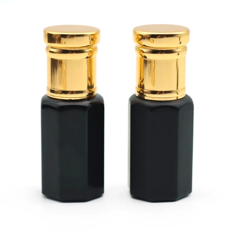 New Design 6ml Matte Black Coating Attar Bottle Oud Oil Perfume Tola Bottle With Aluminum Cap