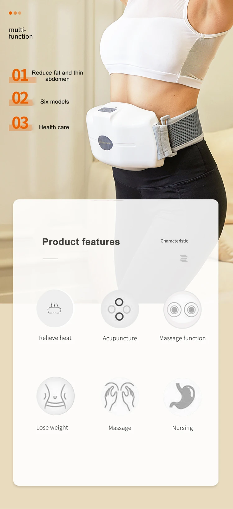 3d Heat Belly Wrap Pulse Abdominal Waist Body Belt Nursing Massager