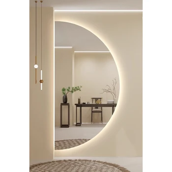 oem customized hotel fog free semicircle mirror with light bathroom led mirror