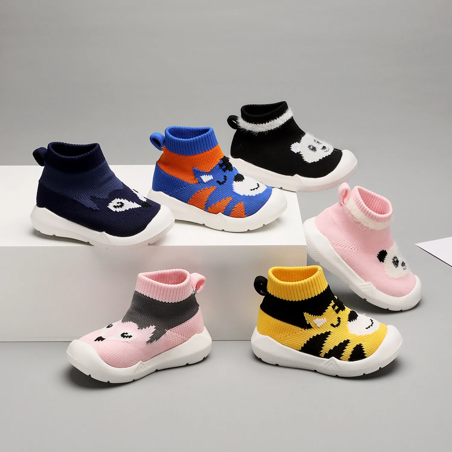 Fashion Spring Anti-Slip House Baby Socks Shoe Cartoon Pattern Knit New Born Toddler Sock Shoes