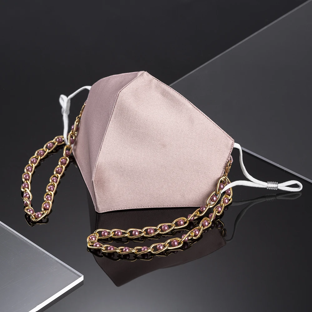 
 Осенне-зимняя элегантная розовая многоразовая моющаяся шелковая шерстяная маска для лица  