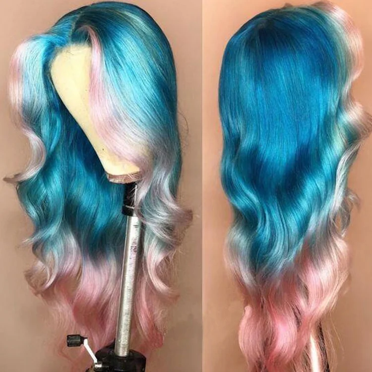 Wholesale Ombre Rainbow Colorful Body Wave Wigs - 100  display picture 1
