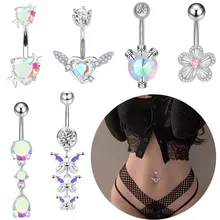 Belly Ring colored stainless steel jewelry Zircon pendant belly button ring 14G women's party sexy perforated jewelry