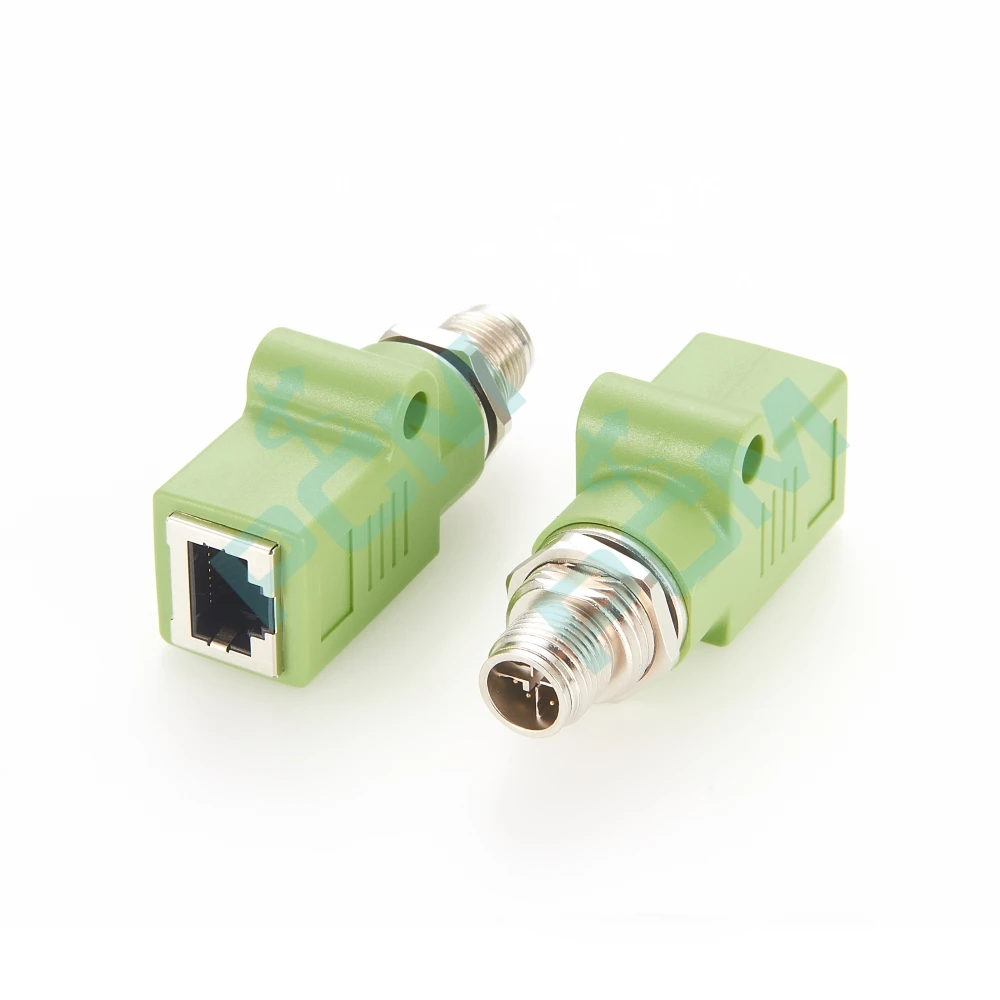 Industrial Automation M12 X Coding 8Pin to RJ45 Straight Coupler For Sensor and Actuator