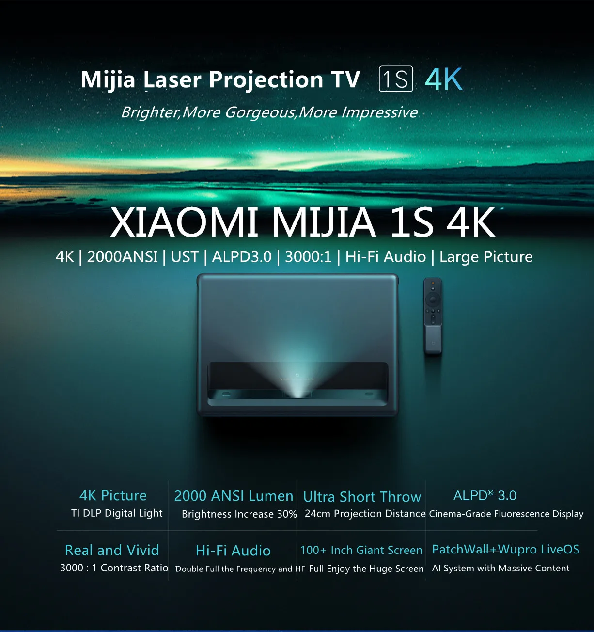 新登場 Xiaomi 4Kレーザープロジェクター 超短焦点型 Xiaomi 1S 4K
