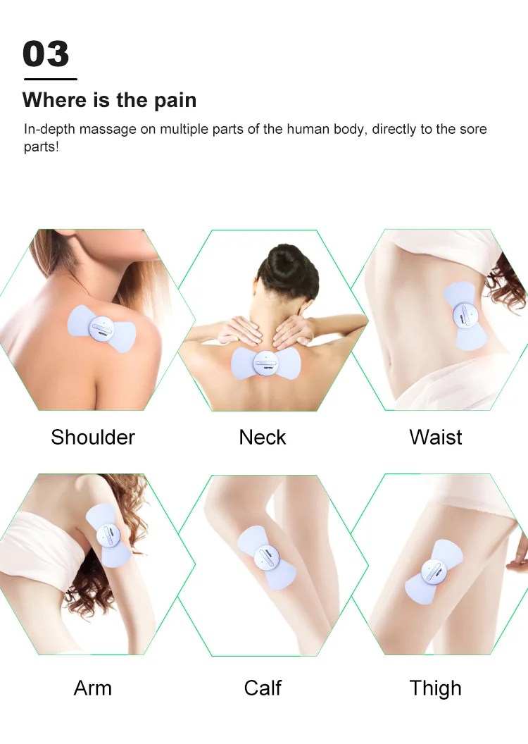 Portable Tens Massager Wireless Tens Unit Sticks On The Body To