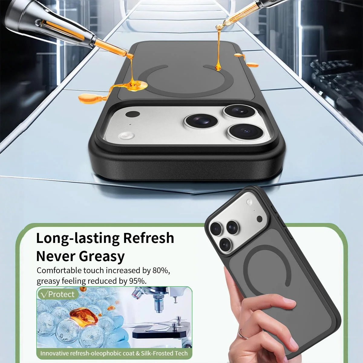 product laudtec magnetic mobile phone case matte iphone 17 pro max case skin feel shockproof cell phone case for iphone 15 pro max-2