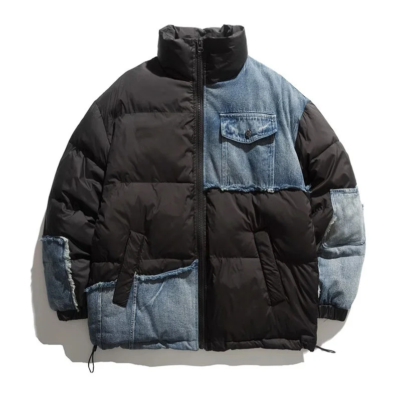 OEM Manufacturer Supply Windbreaker Denim Windproof Custom Puffer Jacket Bubble Coat Outwear Winter Puffer Jackets Unisex gallery 7