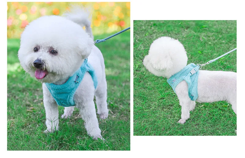 Cute Puppy Dog Pet Harness Winter Dog Cat Harness Bichon Teddy Velvet Geschirr Katze Harnais