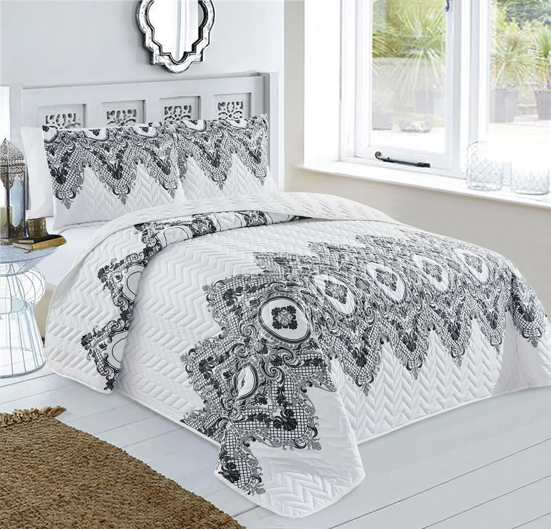 Colchas de diseño Popular para cama king size, colcha bordada para