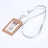 Beige lanyard with pu retractable buckle