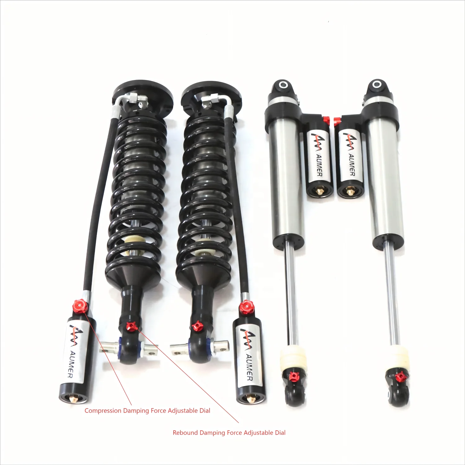Aumer Compression and Rebound Damping Force Adj. Bypass Shock Absorber 4x4 Off Road 2 3 Inches Lift Suspension Kit for Ford F150