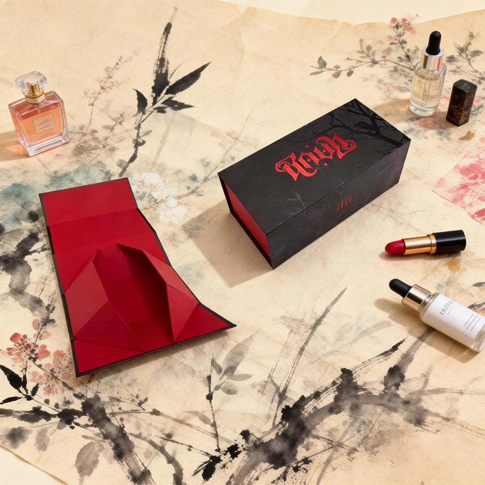 Coffret Cadeau de Luxe pour Rouges à Lèvres - Ensemble Magnétique et Recyclable Fait Main, au Design Personnalisé avec Estampage Doré