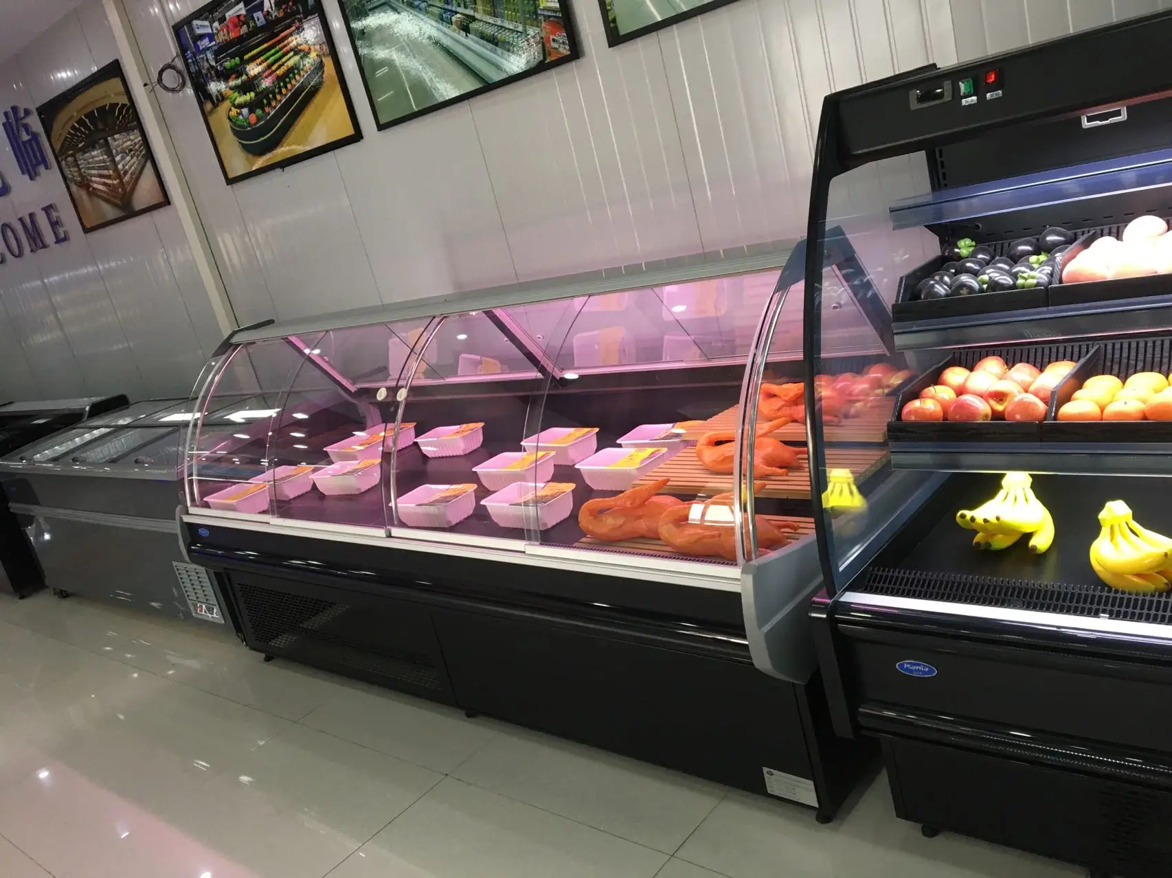 Витрина для демонстрации мяса в супермаркете/прилавок хранения продуктов Deli витрина с дуговым стеклом открывающийся влево и