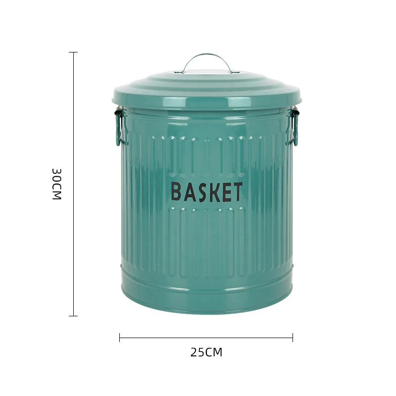 New Style Storage Container Galvanized Metal Material Storage Bucket Set of 2 Laundry Basket with Lid