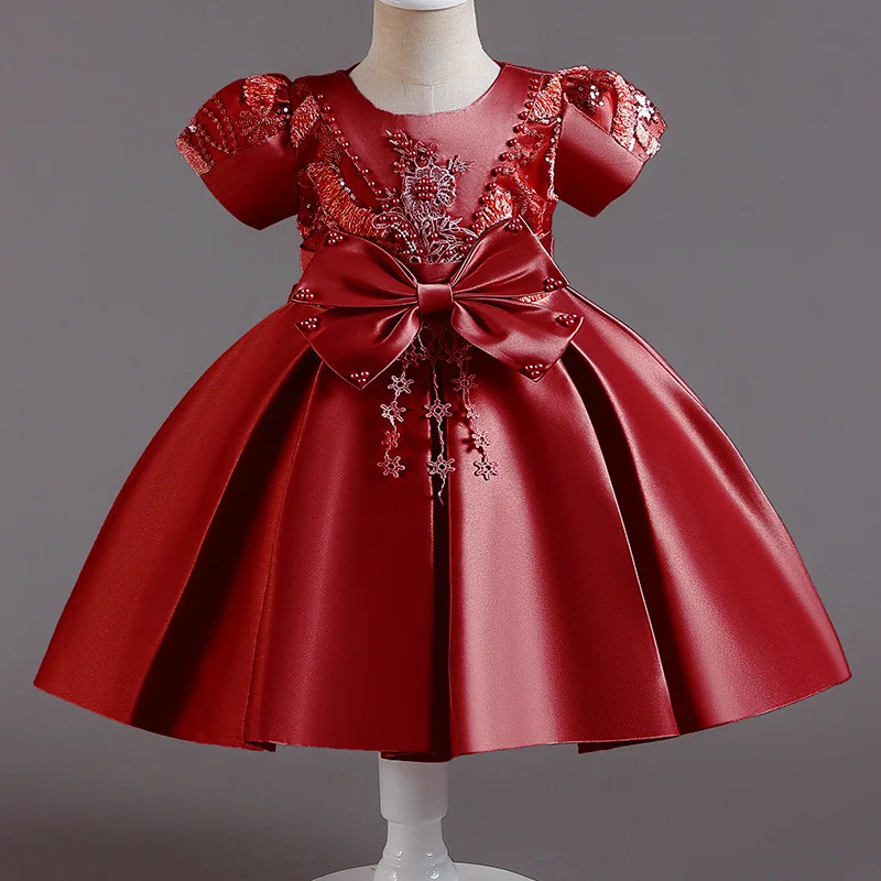 Toddler Baby Girl Birthday Princess Dresses Newborn Wedding Party Dress for  Girls Infant Embroidery Bow Summer Clothes